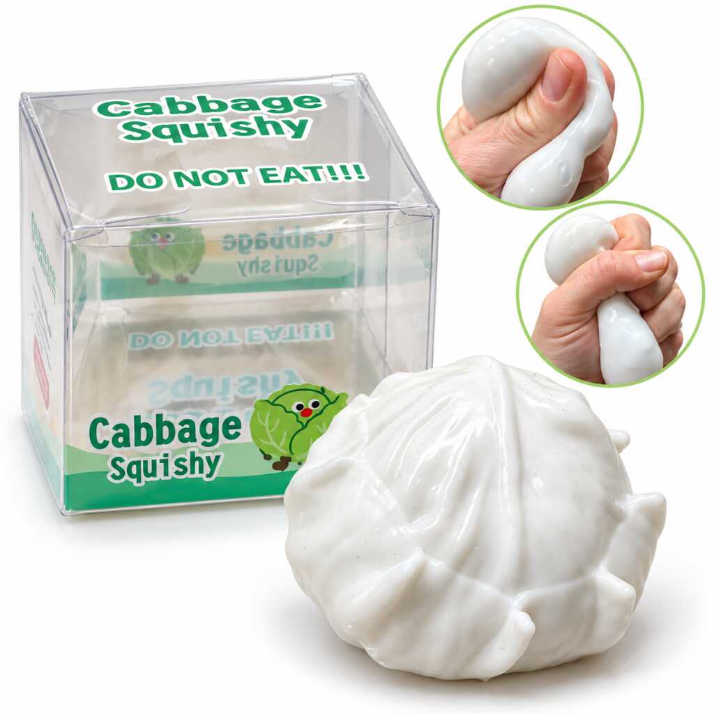 Jucarie antistres Squishy Varza Alba crunchy moale si elastica jucarie senzoriala cu aspect realist