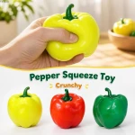 Jucarie Antistres Squishy Ardei Gras Crunchy 8 cm cu efect crocant